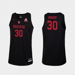 Replica Black #30 Houston Cougars Basketball For Men's Caleb Broodo College Jersey