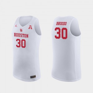 #30 Replica University of Houston Caleb Broodo College Jersey For Men Basketball White