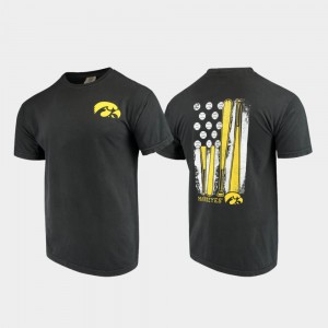 For Men Iowa Baseball Flag Comfort Colors College T-Shirt Black