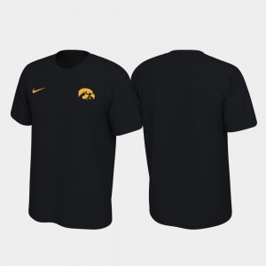 University of Iowa College T-Shirt Left Chest Logo Legend Black Mens