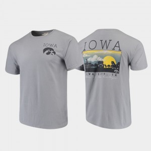 College T-Shirt Iowa Hawkeyes Gray Comfort Colors Campus Scenery For Men's