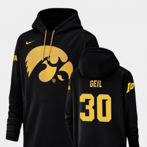 For Men's Henry Geil College Hoodie Football Performance Iowa Champ Drive #30 Black