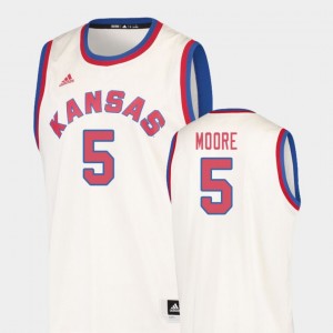 Basketball For Men's Hardwood Classics Charlie Moore College Jersey #5 Cream Kansas Jayhawks