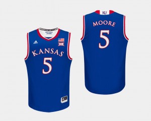 Royal For Men's Basketball Jayhawks #5 Charlie Moore College Jersey