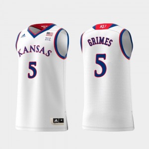 Swingman Basketball White For Men Replica University of Kansas #5 Quentin Grimes College Jersey