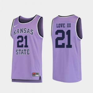 James Love III College Jersey Basketball Men's Purple Replica #21 K-State