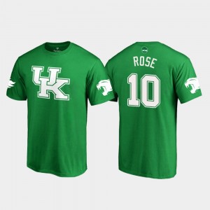St. Patrick's Day White Logo Football #10 Kentucky Wildcats For Men Kelly Green Asim Rose College T-Shirt