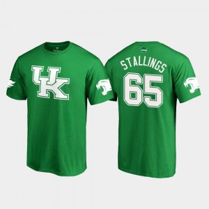 Bunchy Stallings College T-Shirt White Logo Football Kelly Green #65 St. Patrick's Day For Men's Kentucky Wildcats
