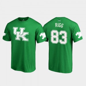 #83 Kelly Green Justin Rigg College T-Shirt White Logo Football Kentucky Wildcats For Men's St. Patrick's Day