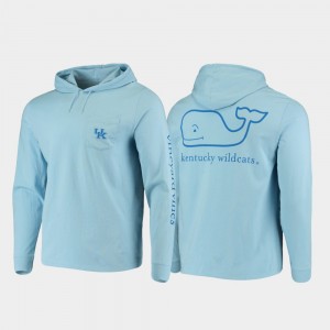 Men's Kentucky Wildcats Whale Hooded Long Sleeve College T-Shirt Light Blue