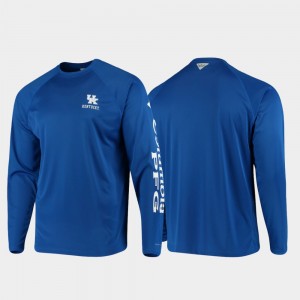 Mens PFG Terminal Tackle Long Sleeve Kentucky Wildcats Royal Omni-Shade College T-Shirt
