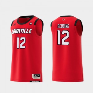 Replica #12 Louisville Mens Jacob Redding College Jersey Red Basketball
