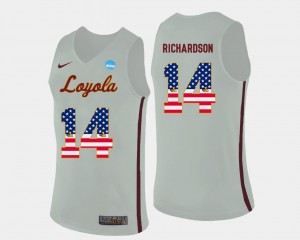 Men Loyola Ramblers US Flag Fashion Basketball Ben Richardson College Jersey White #14