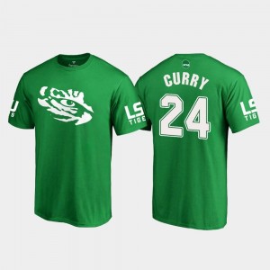 Tigers St. Patrick's Day Chris Curry College T-Shirt #24 Men Kelly Green White Logo Football