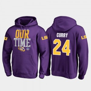 For Men 2019 Fiesta Bowl Bound LSU Chris Curry College Hoodie #24 Counter Purple