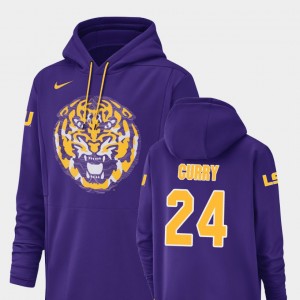 Champ Drive Football Performance #24 LSU Tigers Chris Curry College Hoodie For Men Purple