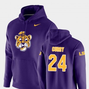 Vault Logo Club For Men's LSU #24 Pullover Chris Curry College Hoodie Purple