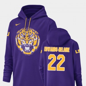 Mens Champ Drive Clyde Edwards-Helaire College Hoodie Purple Football Performance LSU #22