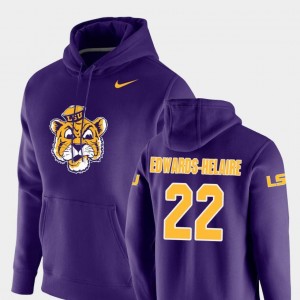 For Men's LSU Tigers Vault Logo Club Clyde Edwards-Helaire College Hoodie Purple #22 Pullover