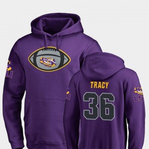 Cole Tracy College Hoodie Game Ball Football Louisiana State Tigers Men's #36 Purple