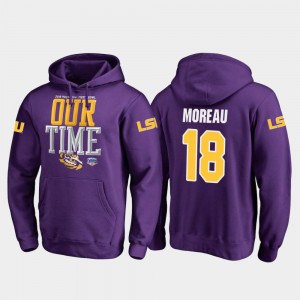 Purple #18 For Men's 2019 Fiesta Bowl Bound Louisiana State Tigers Foster Moreau College Hoodie Counter