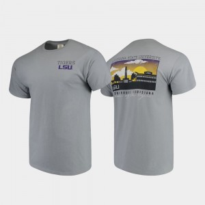 Comfort Colors For Men's College T-Shirt LSU Gray Campus Scenery