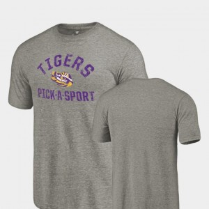LSU Tigers Pick-A-Sport College T-Shirt Men Tri-Blend Distressed Gray