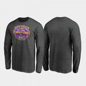 College T-Shirt Encroachment Long Sleeve Football Playoff 2019 National Champions Men's Tigers Heather Charcoal