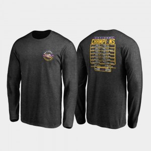 Schedule Fumble Long Sleeve Football Playoff Heather Charcoal For Men 2019 National Champions LSU Tigers College T-Shirt