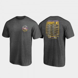 Men's College T-Shirt Schedule Fumble Football Playoff 2019 National Champions Heather Charcoal LSU Tigers