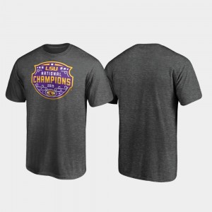 2019 National Champions College T-Shirt Heather Gray For Men's Encroachment Football Playoff LSU