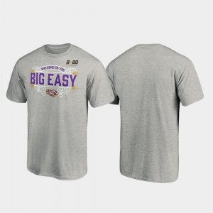 Men College T-Shirt 2020 National Championship Bound Louisiana State Tigers Heather Gray Post Football Playoff