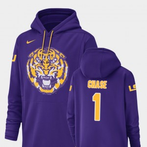 Ja'Marr Chase College Hoodie #1 Football Performance For Men LSU Tigers Purple Champ Drive