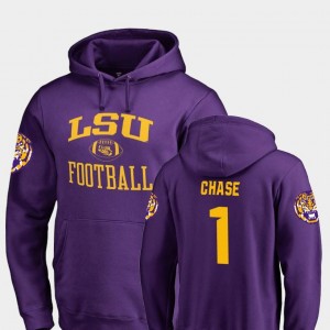 Mens Football Purple #1 Ja'Marr Chase College Hoodie Neutral Zone Tigers
