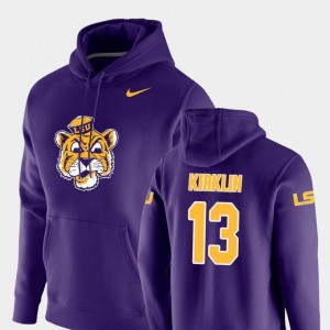 Louisiana State Tigers Purple Pullover #13 Vault Logo Club Jontre Kirklin College Hoodie For Men's