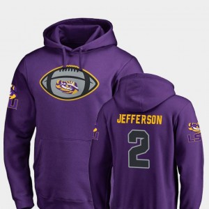 Game Ball Football Tigers Justin Jefferson College Hoodie Mens #2 Purple