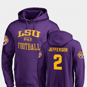 Football Purple Men Neutral Zone #2 Justin Jefferson College Hoodie Tigers