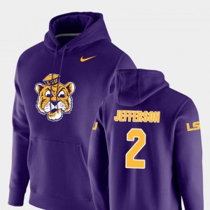Justin Jefferson College Hoodie For Men LSU Tigers #2 Purple Vault Logo Club Pullover