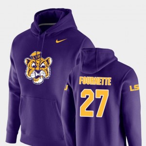 For Men Louisiana State Tigers Vault Logo Club Pullover Lanard Fournette College Hoodie Purple #27