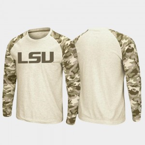 Raglan Long Sleeve Desert Camo Oatmeal OHT Military Appreciation LSU Tigers Men College T-Shirt