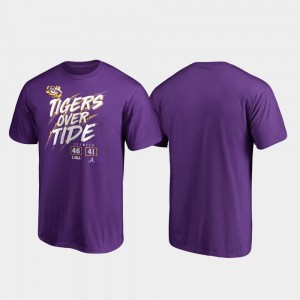 Purple Tigers College T-Shirt For Men's 2019 Football Score vs. Alabama Crimson Tide