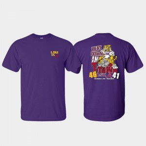 2019 Football Score vs. Alabama Crimson Tide Men College T-Shirt Purple Louisiana State Tigers