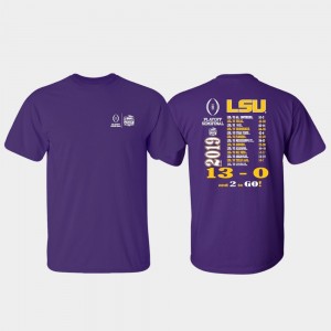 College T-Shirt Purple Men's 2019 Peach Bowl Bound Louisiana State Tigers 13-0 Perfect Season
