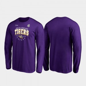 Tigers 2019 Peach Bowl Bound Men Purple Primary Tackle Long Sleeve College T-Shirt