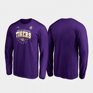 Men's College T-Shirt Louisiana State Tigers Tackle Long Sleeve 2019 Peach Bowl Bound Purple