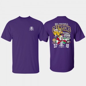 2019 SEC Football Champions College T-Shirt Score For Men's Purple LSU