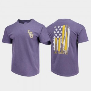 Comfort Colors College T-Shirt For Men LSU Tigers Baseball Flag Purple