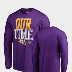 Counter Long Sleeve College T-Shirt LSU Purple 2019 Fiesta Bowl Bound For Men
