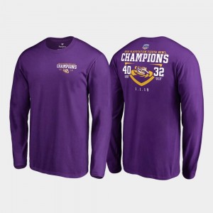 College T-Shirt Purple LSU For Men Fair Catch Score Long Sleeve 2019 Fiesta Bowl Champions