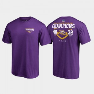 Purple 2019 Fiesta Bowl Champions LSU Tigers College T-Shirt Men Fair Catch Score